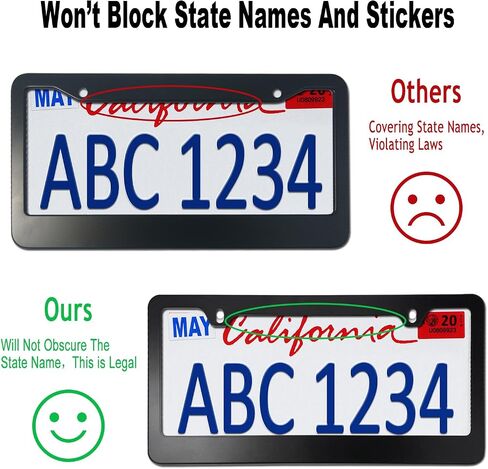 2 Pack License Plate Frames - Matte Black Stainless Steel Car Tag Holders 2 Hole, for Vehicle Front & Rear Plates,with mounting Hardware-Screws, Caps, Rust/Rattle Proof Pads in Saudi Arabia