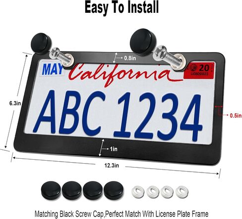 2 Pack License Plate Frames - Matte Black Stainless Steel Car Tag Holders 2 Hole, for Vehicle Front & Rear Plates,with mounting Hardware-Screws, Caps, Rust/Rattle Proof Pads in Saudi Arabia
