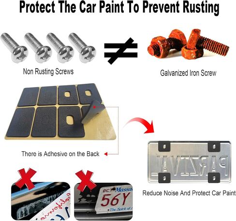 2 Pack License Plate Frames - Matte Black Stainless Steel Car Tag Holders 2 Hole, for Vehicle Front & Rear Plates,with mounting Hardware-Screws, Caps, Rust/Rattle Proof Pads in Saudi Arabia