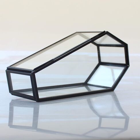 Small Glass Coffin Display Box Gold Gothic Halloween Jewelry Box Copper Vintage Glass Lidded Box Mini Glass Casket Box Display Terrarium with Lid for Home Decor in Saudi Arabia