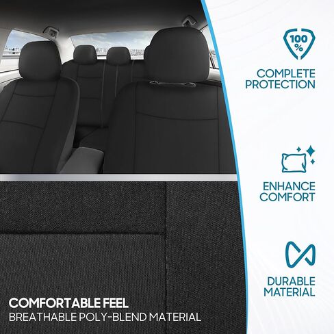 أغطية مقاعد السيارة BDK PolyPro مجموعة كاملة باللون الأزرق الرمادي على الأسود، أغطية مقاعد أمامية وخلفية مقسمة للسيارات، مجموعة أغطية مقاعد السيارة سهلة التركيب، ملحقات السيارات لشاحنات السيارات وسيارات الدفع الرباعي - أزرق رمادي in Kuwait