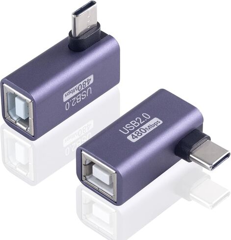 محول طابعة USB B، محول MIDI من النوع C، محول USB C أنثى 90 درجة إلى محول ذكر MIDI، مناسب للطابعة والبيانو الكهربائي وأجهزة الكمبيوتر المحمولة والمزيد من الأجهزة من النوع C. (عبوتان، أسود) in Kuwait