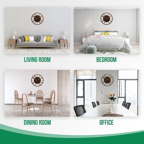 Large Wall Clock 16 Inch Grey Arabic Numerals Wooden Clock Battery Operated Silent Non-Ticking Decor Clock Modern Round Oversize Wall Clocks for Home, Hotel, Office, Bedroom (Grey, 16inch) in Saudi Arabia