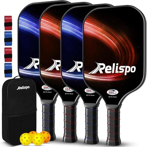 Pickleball Paddles Set of 2/4, USAPA Approved Pickleball Set Fiberglass Surface Honeycomb Core Pickleball Rackets with 4 Indoor & Outdoor Balls Carry Bag & Grip Tapes, Gifts for Beginners & Pros in Saudi Arabia