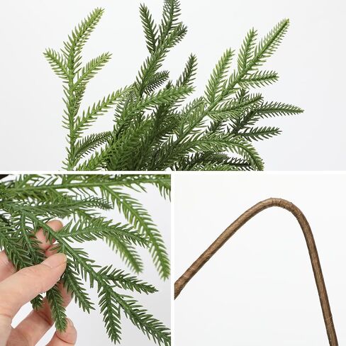 Briful 20PCS Christmas Norfolk Pine Branches Real Touch Norfolk Pine Stems DIY Crafts Artificial Christmas Norfolk Pine Branches for Xmas Garland Wreaths Indoor Outdoor Decor(22.5 Inches) in Kuwait