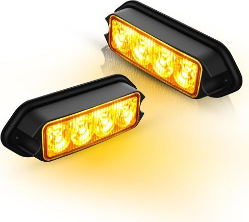 2-Pack Amber Strobe Lights Grille Lamp Surface Mount Flashing Lights LED Emmergency Warning Lights Compatible for Trucks Vehicles Police Motorcycle Drone Aircraft Bike(Amber) in Kuwait