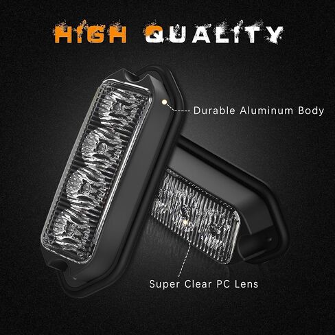 2-Pack Amber Strobe Lights Grille Lamp Surface Mount Flashing Lights LED Emmergency Warning Lights Compatible for Trucks Vehicles Police Motorcycle Drone Aircraft Bike(Amber) in Kuwait