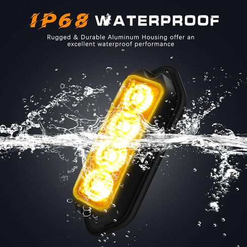 2-Pack Amber Strobe Lights Grille Lamp Surface Mount Flashing Lights LED Emmergency Warning Lights Compatible for Trucks Vehicles Police Motorcycle Drone Aircraft Bike(Amber) in Kuwait