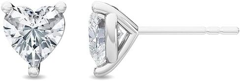 1-5 Carat (ctw) White Gold Heart Cut LAB GROWN Diamond Solitaire Earrings (Color H-I Clarity VS1-VS2) in Kuwait
