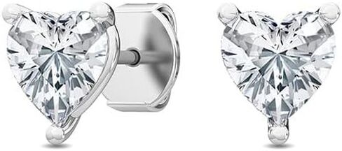 1-5 Carat (ctw) White Gold Heart Cut LAB GROWN Diamond Solitaire Earrings (Color H-I Clarity VS1-VS2) in Kuwait