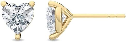 1-5 Carat (ctw) White Gold Heart Cut LAB GROWN Diamond Solitaire Earrings (Color H-I Clarity VS1-VS2) in Kuwait