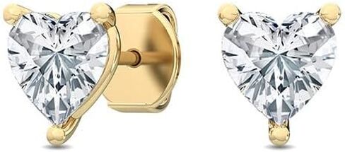1-5 Carat (ctw) White Gold Heart Cut LAB GROWN Diamond Solitaire Earrings (Color H-I Clarity VS1-VS2) in Kuwait