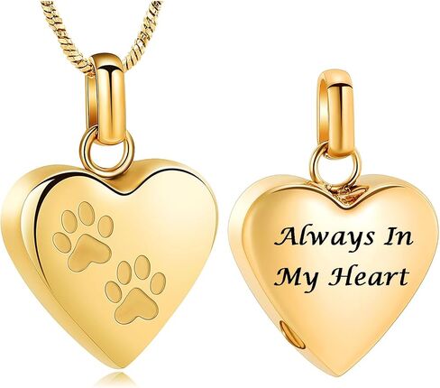 Imrsanl Pet Cremation Jewelry for Ashes Necklace Stainless Steel Paw Print Heart Urn Necklaces for Women Men Memorial Keepsake Jewelry in Saudi Arabia