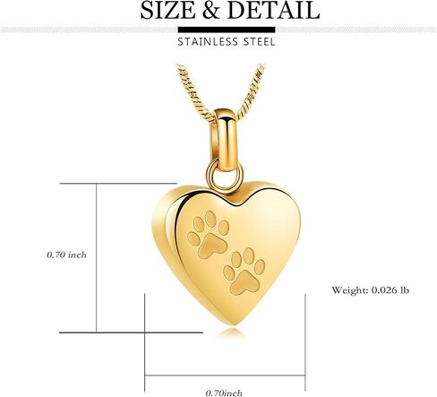 Imrsanl Pet Cremation Jewelry for Ashes Necklace Stainless Steel Paw Print Heart Urn Necklaces for Women Men Memorial Keepsake Jewelry in Saudi Arabia