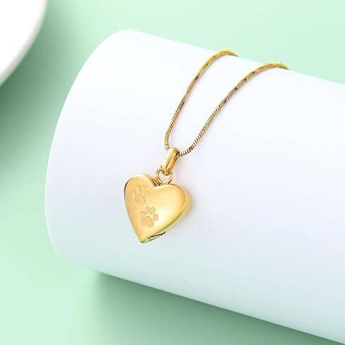 Imrsanl Pet Cremation Jewelry for Ashes Necklace Stainless Steel Paw Print Heart Urn Necklaces for Women Men Memorial Keepsake Jewelry in Saudi Arabia