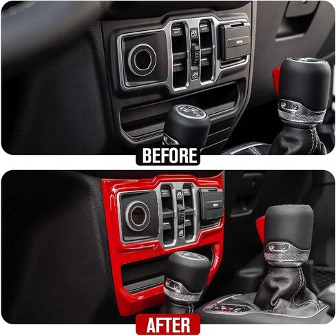 JeCar Window Control Panel Trim Cover Interior Decoration Accessories Compatible with Jeep Wrangler 2018-2023 JL JLU & 2020-2023 Gladiator JT, Red in Kuwait