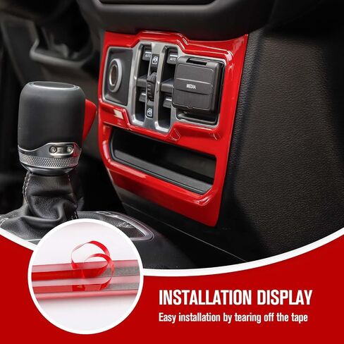 JeCar Window Control Panel Trim Cover Interior Decoration Accessories Compatible with Jeep Wrangler 2018-2023 JL JLU & 2020-2023 Gladiator JT, Red in Kuwait