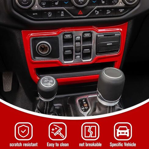 JeCar Window Control Panel Trim Cover Interior Decoration Accessories Compatible with Jeep Wrangler 2018-2023 JL JLU & 2020-2023 Gladiator JT, Red in Kuwait