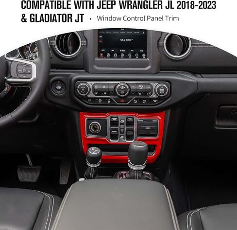 JeCar Window Control Panel Trim Cover Interior Decoration Accessories Compatible with Jeep Wrangler 2018-2023 JL JLU & 2020-2023 Gladiator JT, Red in Kuwait