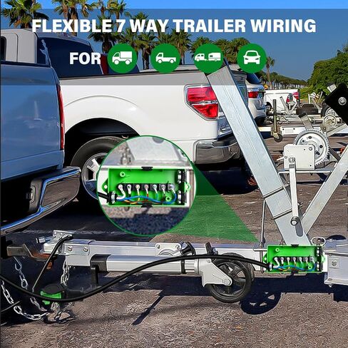 7 Pin Trailer Wiring Harness Kit 6FT, Pure Copper 7 Pin Trailer Plug with 7 Gang Trailer Wire Junction Box, Heavy Duty 7 Way Trailer Plug and Trailer Junction Box 7 Pole Waterproof (6Feet) in Kuwait