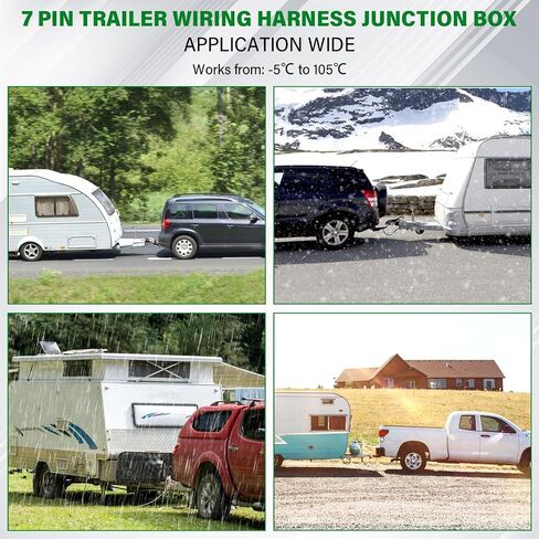 7 Pin Trailer Wiring Harness Kit 6FT, Pure Copper 7 Pin Trailer Plug with 7 Gang Trailer Wire Junction Box, Heavy Duty 7 Way Trailer Plug and Trailer Junction Box 7 Pole Waterproof (6Feet) in Kuwait