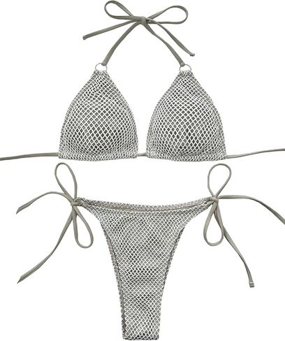 Women's Halter 2 Piece Bikini Set Sexy Tie String Triangle Bathing Suits in Saudi Arabia