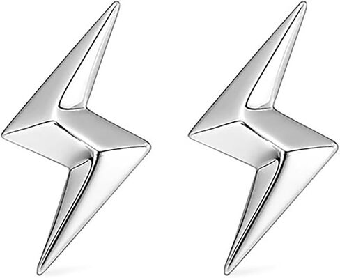 Reffeer Solid 925 Sterling Silver Lightning Earrings Stud for Women Teens Lightning Bolt Studs Earrings Minimalist Post Stud Earrings in Kuwait