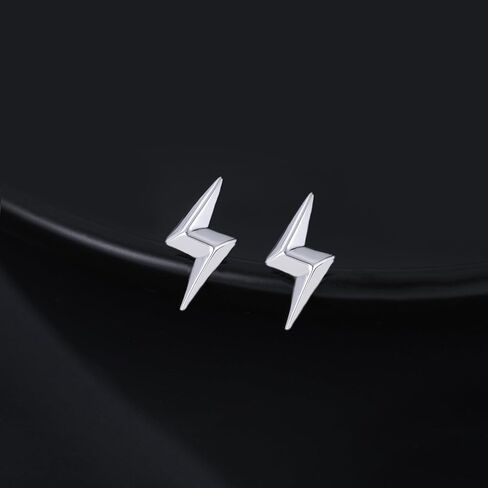 Reffeer Solid 925 Sterling Silver Lightning Earrings Stud for Women Teens Lightning Bolt Studs Earrings Minimalist Post Stud Earrings in Kuwait