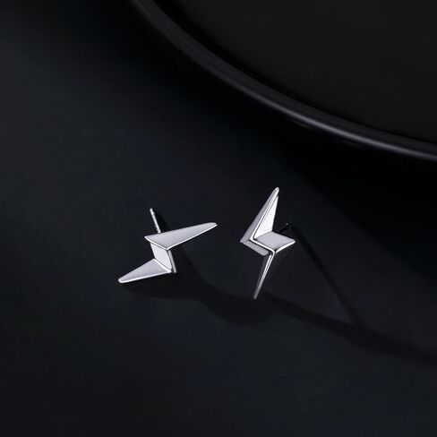 Reffeer Solid 925 Sterling Silver Lightning Earrings Stud for Women Teens Lightning Bolt Studs Earrings Minimalist Post Stud Earrings in Kuwait