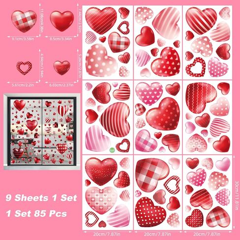 9 Sheets Christmas Window Clings, 3D Pink Santa Claus Snowman Penguin Deer Snowflake Christmas Tree Glass Door and Window Double-Sided Winter Holiday Decoration Sticker in Kuwait