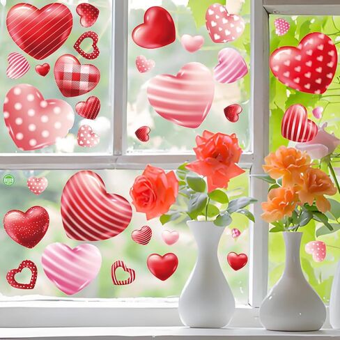 9 Sheets Christmas Window Clings, 3D Pink Santa Claus Snowman Penguin Deer Snowflake Christmas Tree Glass Door and Window Double-Sided Winter Holiday Decoration Sticker in Kuwait