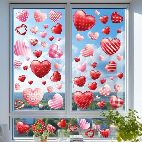 9 Sheets Christmas Window Clings, 3D Pink Santa Claus Snowman Penguin Deer Snowflake Christmas Tree Glass Door and Window Double-Sided Winter Holiday Decoration Sticker in Kuwait