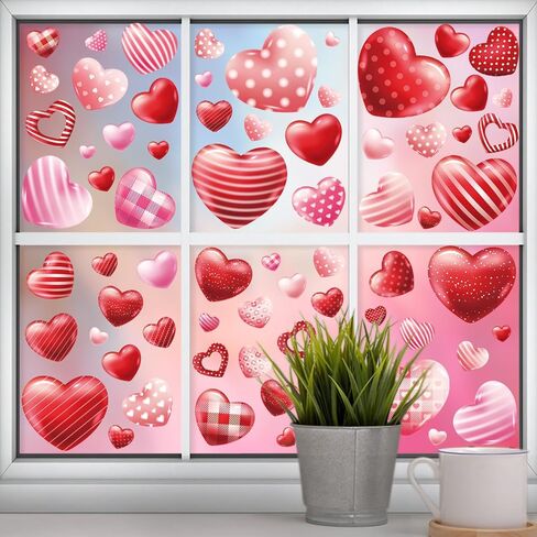 9 Sheets Christmas Window Clings, 3D Pink Santa Claus Snowman Penguin Deer Snowflake Christmas Tree Glass Door and Window Double-Sided Winter Holiday Decoration Sticker in Kuwait