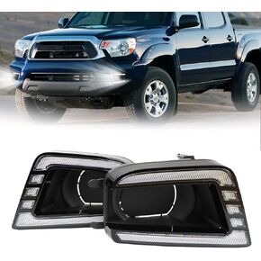 Switchback White/Amber LED Front Fog Daytime Running Lamp w/Dynamic Flash LED Turn Signal Light Feature Kit For Toyota TACOMA 2016-2023 SR TRD Pro Replacement Front Bumper (16-23)