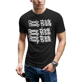 Cheap Trick x 3 Rock Band Name Repeat Black Adult T-Shirt Tee