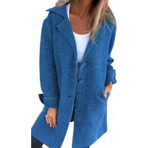 CHARTOU Women Long Cardigan Notched Collar Button Down Loose Fit Knit Blazer Sweater Jacket