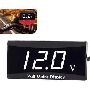 12V Car Digital Display Voltmeter, 2.25" x 1.15" x 0.46" Waterproof Precision Voltmeter with Alloy Bracket, Voltage Monitor Measuring Instruments, Universal for Most Cars Motorcycle (Blue)