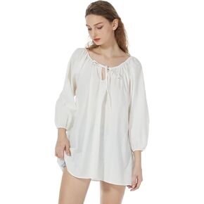 BEAUTELICATE Peasant Blouse Cotton Renaissance Faire Top Victorian Off Shoulder Balloon Sleeves