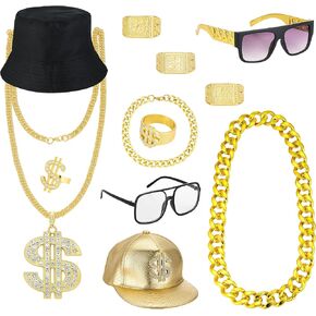80s 90s Accessories Outfit for Men Hip Hop Outfit Rapper Costume