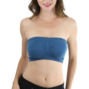 ToBeInStyle Women's Regular and Plus Size Removable Pads Ruched Bandeau Tube Bra