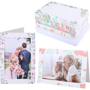 Photo Frame Cards with Envelopes 4X6 Paper Picture Frames Photo Insert Greeting Cards for Wedding, Birthday, Holidays(48 Sets,6 Floral Designs)