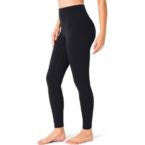 YUNOGA Women's Ribbed High Waisted Tummy Control Leggings Buttery 25" Inseam Workout Yoga Pants
