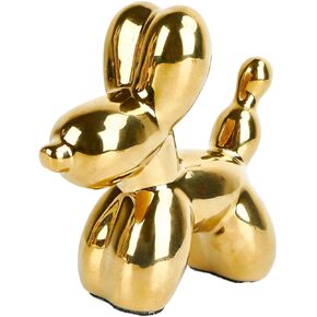 Gold Balloon Dog Decor Ceramic Balloon Dog Sculpture Balloon Animal Decor Statue for Living Room Bedroom Bookshelf Desktop Office Coffee Table of Trendy Modern Home Decorations
