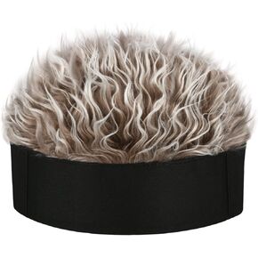 Frosted Tips Wig Novelty Hat with Hair for Men Spiked Hair Wig Funny Beanie Hats for Women