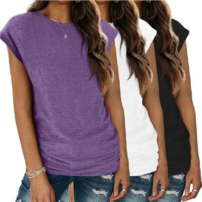 Zeagoo Womens 3 Pack Crewneck Cap Sleeve Tank Tops Casual Basic T Shirts Loose Fit Tee Summer Tops 2025 in Kuwait