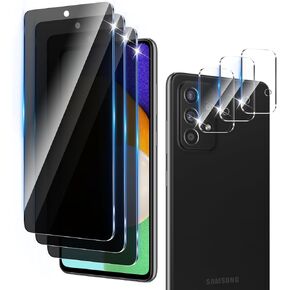 3+3 Pack Privacy Screen Protector Designed for Samsung Galaxy A51 With 3 Pack Camera Lens Protector,Full Coverage Anti-Spy Tempered Glass Film,9H Hardness,Bubble Free,Easy to Install