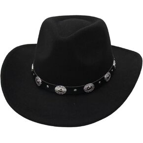 Western Cowboy Hat for Women/Men Shapeable Wide Brim Cowgirls Hat with Belt Buckle Costume Party