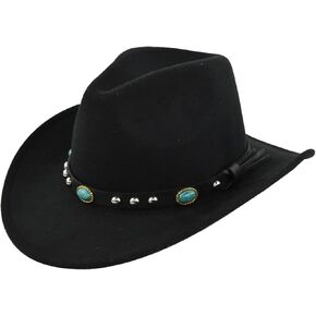 Western Cowboy Hat for Women/Men Shapeable Wide Brim Cowgirls Hat with Belt Buckle Costume Party