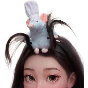 Oufegm Women Cute Mouse Cartoon Animal Remy For Ratatouille Plush Toy Headbands Cosplay Props Halloween Costume Headwear