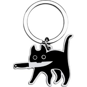 Black Cat Keychain Small Gifts for Women Men Cute Keychain Cool Stuff Cat Gifts for Cat Lovers Funny Keychains